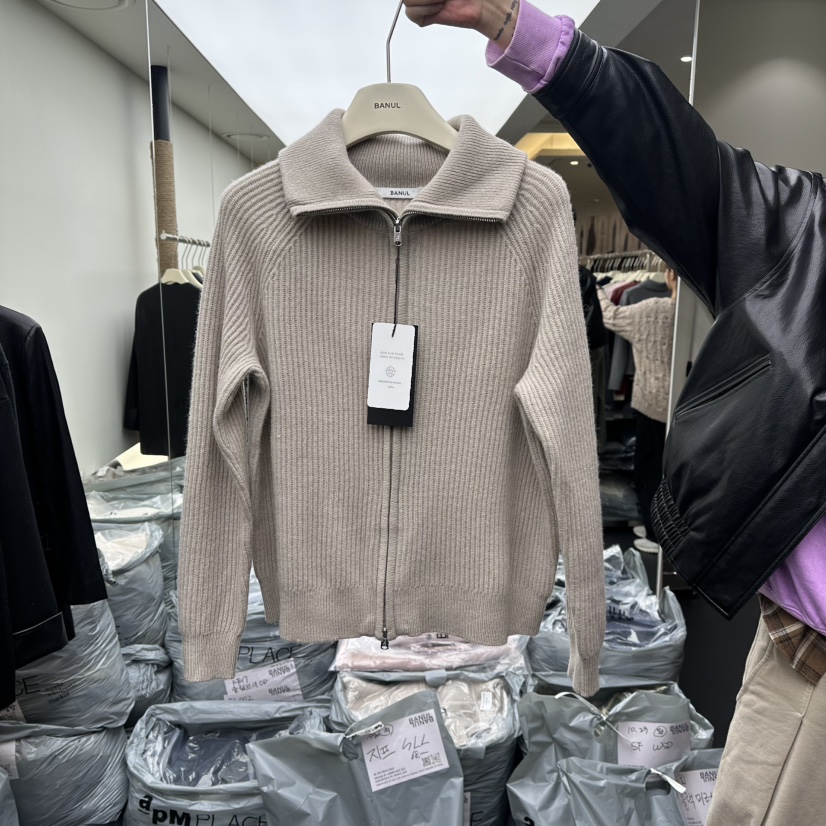BANUL東大門㊣代購女裝新品職業休閑時尚真品推薦針織衫拉鏈BANUL針織衫