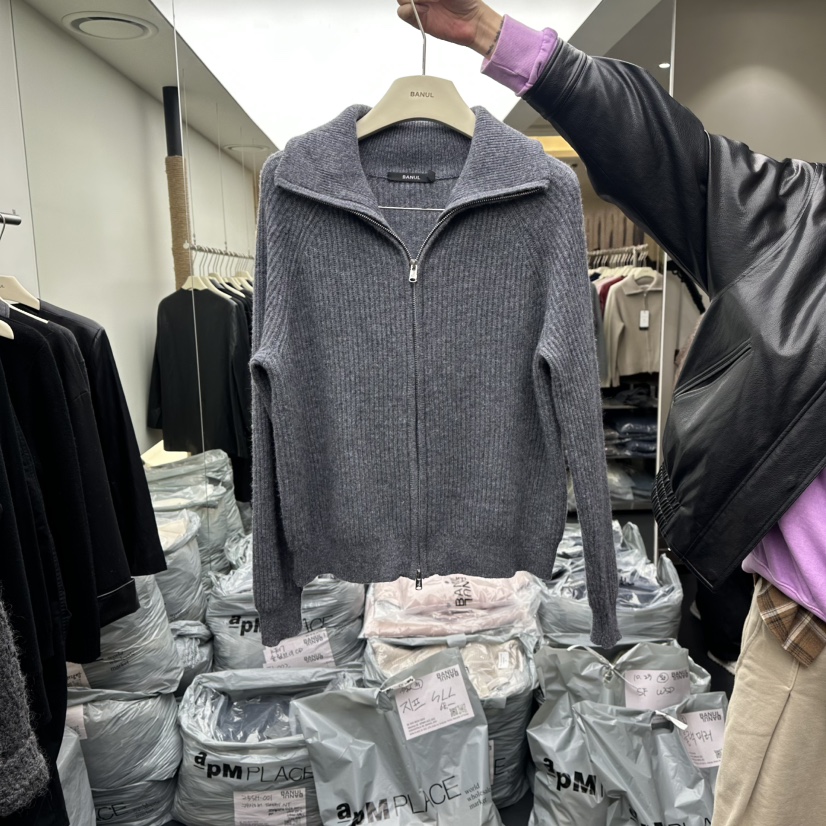 BANUL東大門㊣代購女裝新品職業休閑時尚真品推薦針織衫拉鏈BANUL針織衫圖色2