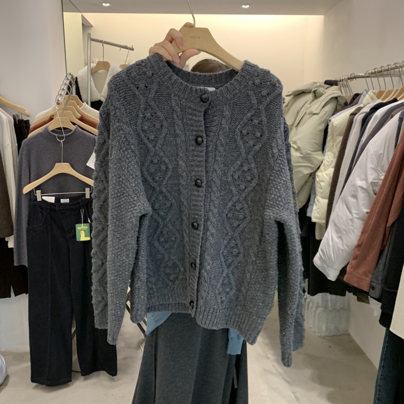 PHILO韓國直郵㊣女裝新款時尚真品25秋冬職業人氣針織衫紐扣PHILO針織衫圖色3