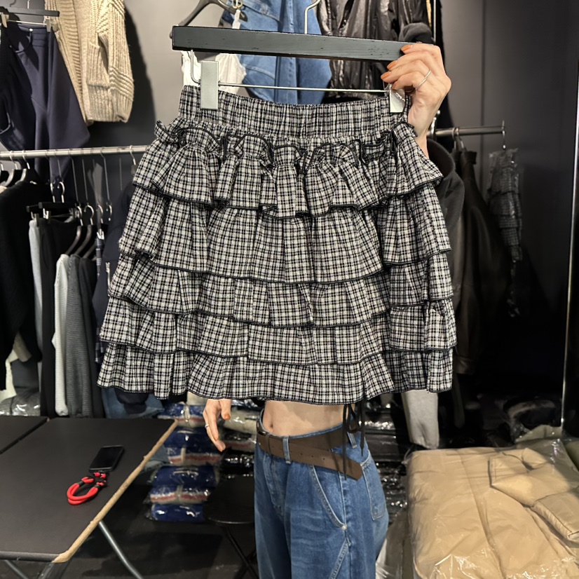 ELF-L韓國代購㊣女裝新品職業人氣熱賣推薦時尚25秋冬裙褲PROJECT ELF/ELF-L裙褲圖色3米黑格