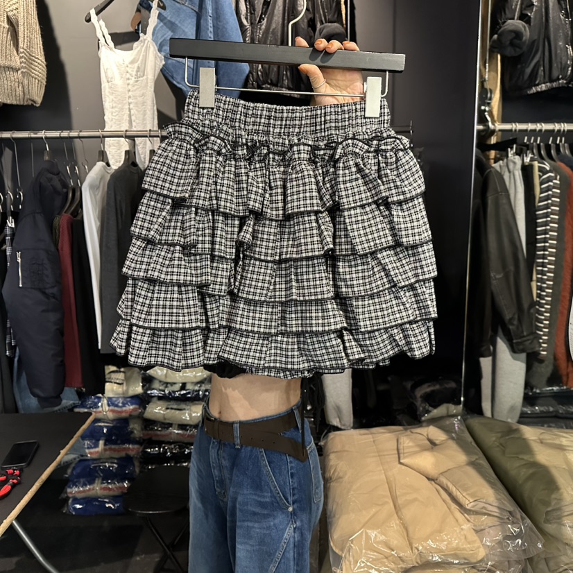 ELF-L韓國代購㊣女裝新品職業人氣熱賣推薦時尚25秋冬裙褲PROJECT ELF/ELF-L裙褲圖色4黑白格