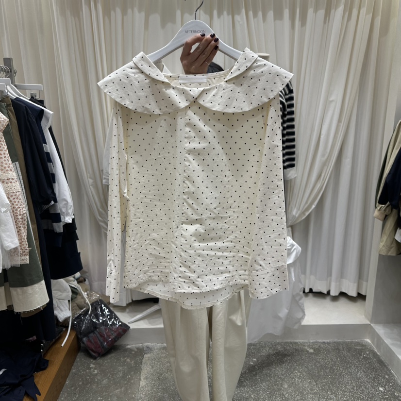 AFTERNOON東大門㊣實拍女裝新款真品職業25秋冬熱賣襯衫蕾絲衫AFTERNOON襯衫/蕾絲衫圖色2奶油色