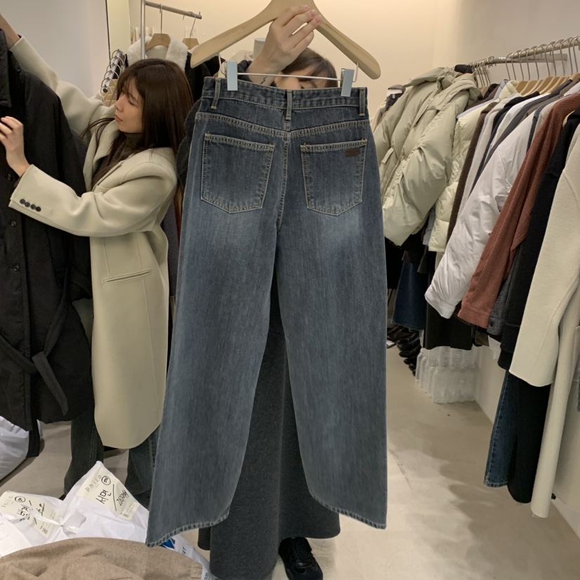 PHILO韓國直郵㊣女士新款休閑真品推薦熱賣人氣職業牛仔褲拉絨PHILO牛仔褲