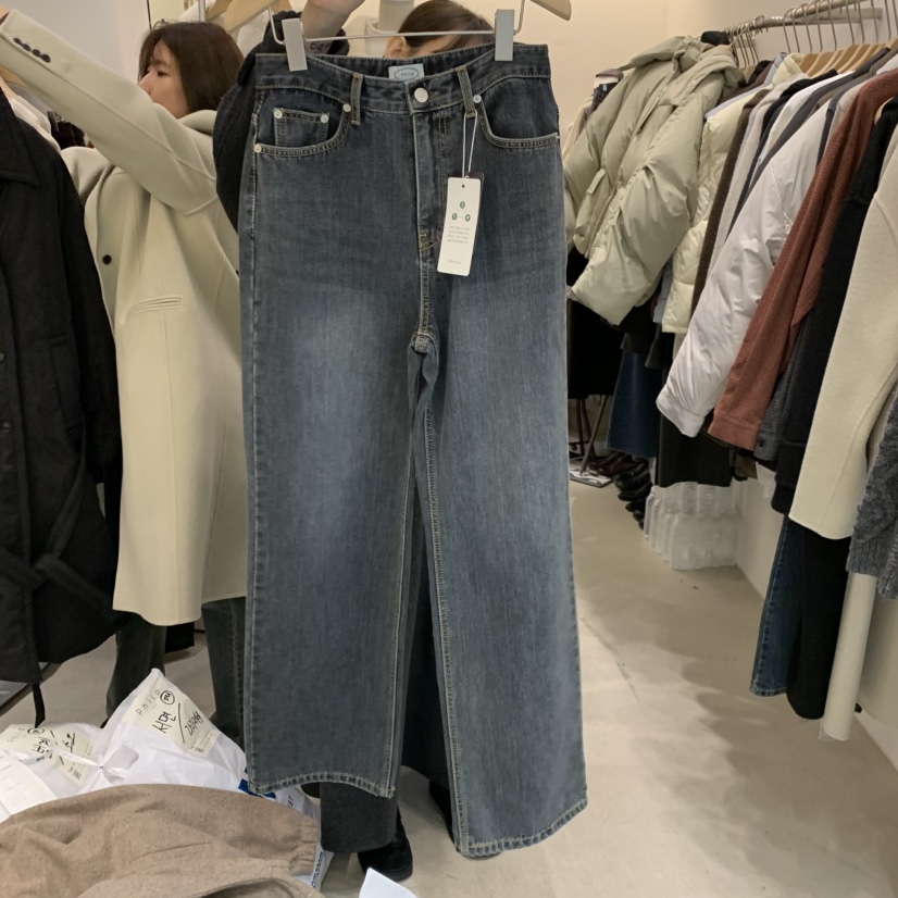 PHILO韓國直郵㊣女士新款休閑真品推薦熱賣人氣職業牛仔褲拉絨PHILO牛仔褲