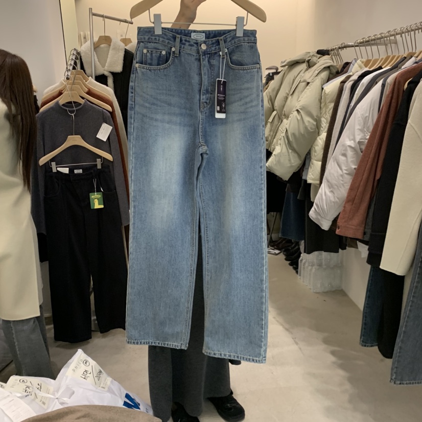 PHILO韓國直郵㊣女士新款休閑真品推薦熱賣人氣職業牛仔褲拉絨PHILO牛仔褲圖色2