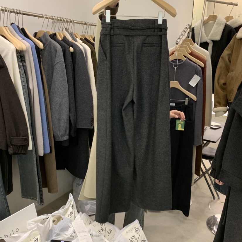 PHILO韓國直郵㊣女裝新品時尚25秋冬職業真品人氣休閑褲含腰帶PHILO休閑褲