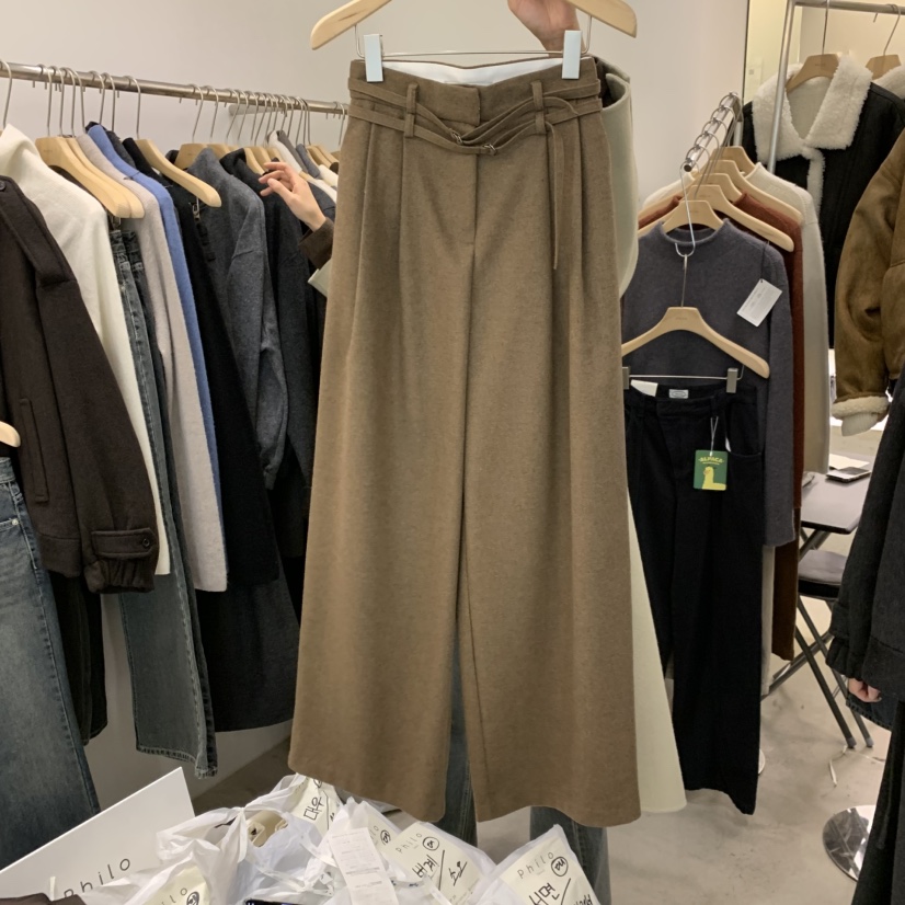 PHILO韓國直郵㊣女裝新品時尚25秋冬職業真品人氣休閑褲含腰帶PHILO休閑褲圖色2
