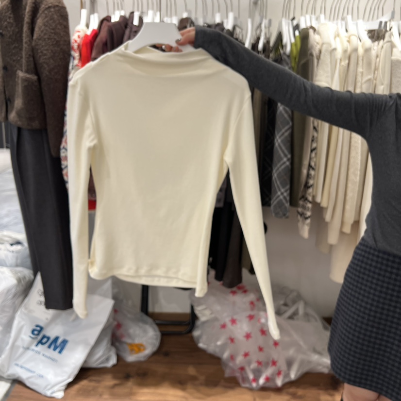 UNDERSTANDING東大門㊣實拍女裝新品推薦真品長袖T恤高領褶皺UNDERSTANDING長袖T恤