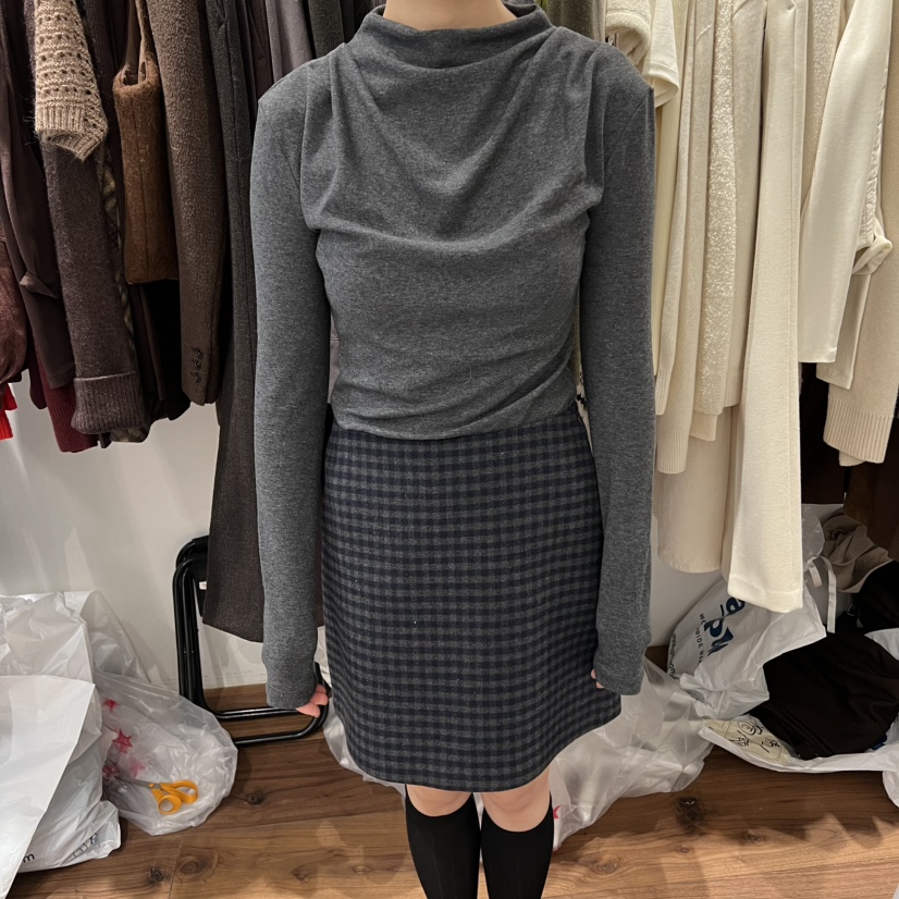 UNDERSTANDING東大門㊣實拍女裝新品推薦真品長袖T恤高領褶皺UNDERSTANDING長袖T恤