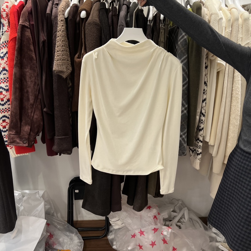 UNDERSTANDING東大門㊣實拍女裝新品推薦真品長袖T恤高領褶皺UNDERSTANDING長袖T恤圖色2