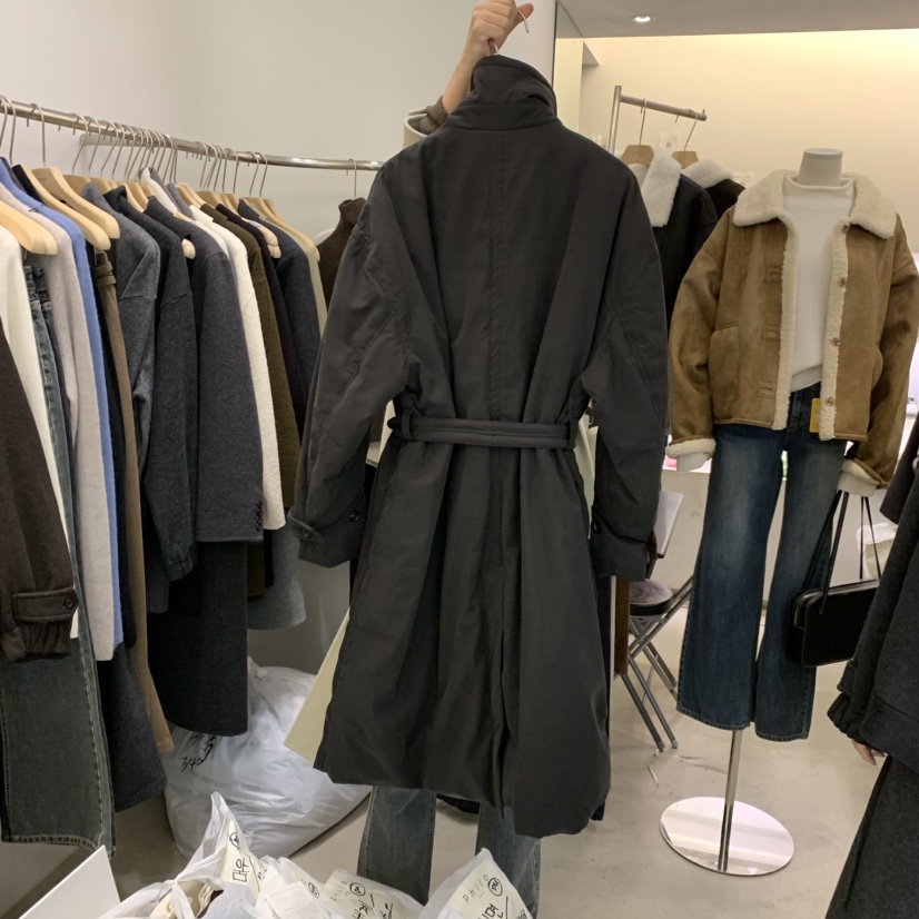 PHILO韓國直郵㊣女裝新品熱賣25秋冬長款羽絨服含腰帶雙層棉PHILO長款羽絨服