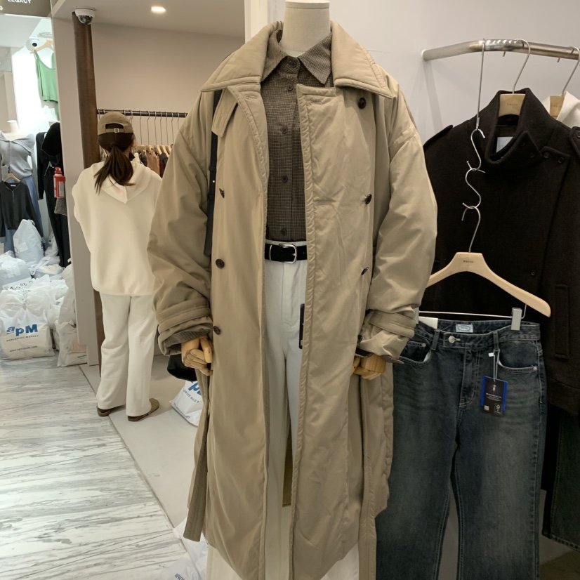 PHILO韓國直郵㊣女裝新品熱賣25秋冬長款羽絨服含腰帶雙層棉PHILO長款羽絨服