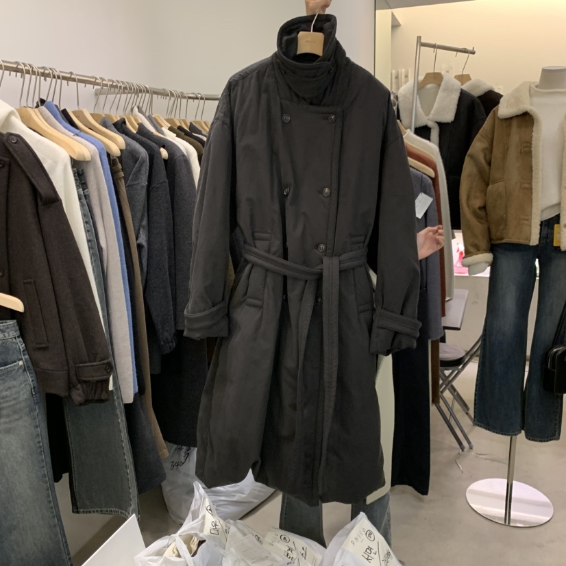 PHILO韓國直郵㊣女裝新品熱賣25秋冬長款羽絨服含腰帶雙層棉PHILO長款羽絨服圖色2