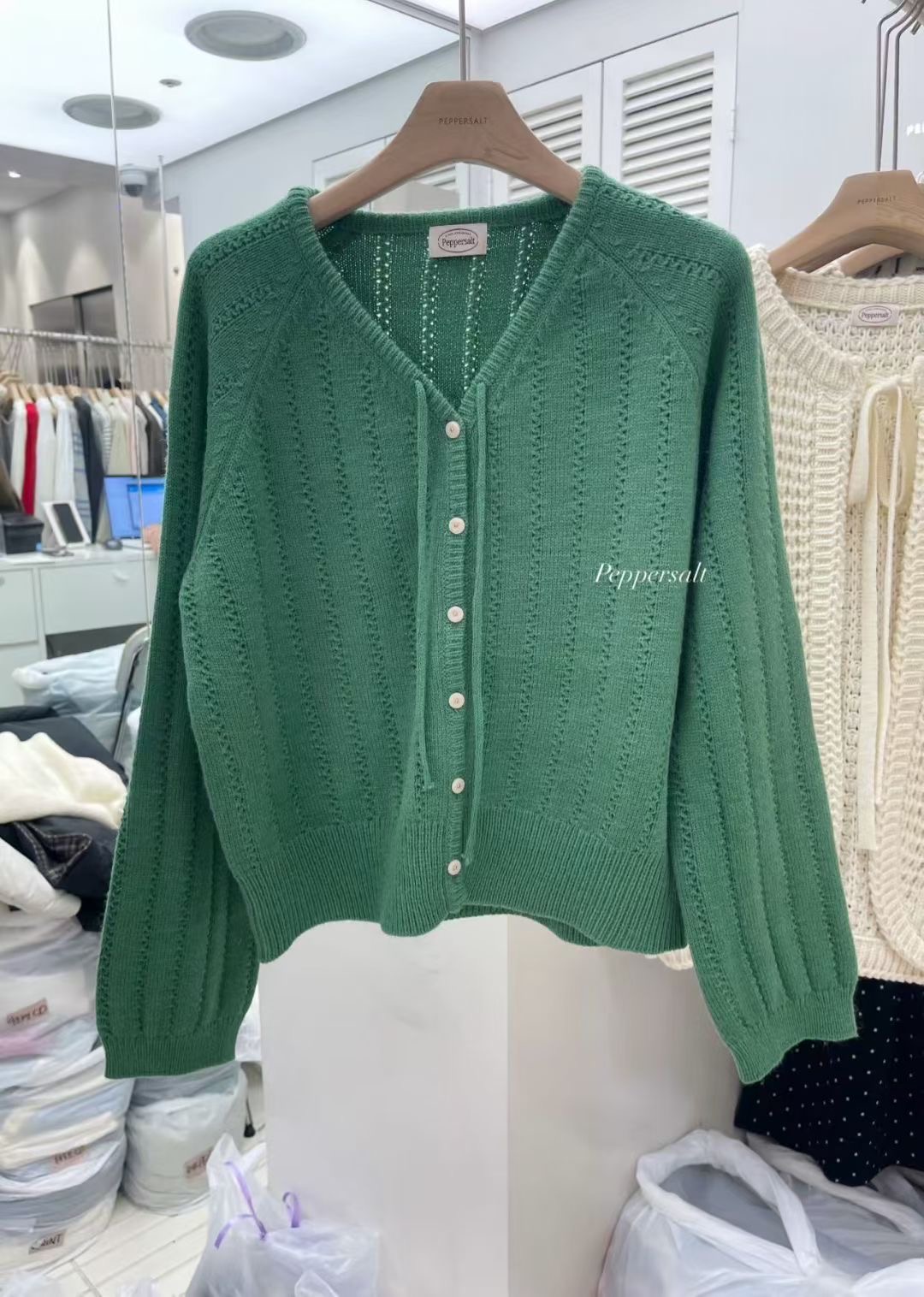 PEPPER 페페東大門㊣直郵女裝新款時尚人氣真品針織衫V領開衫PEPPER-SEOUL針織衫圖色2