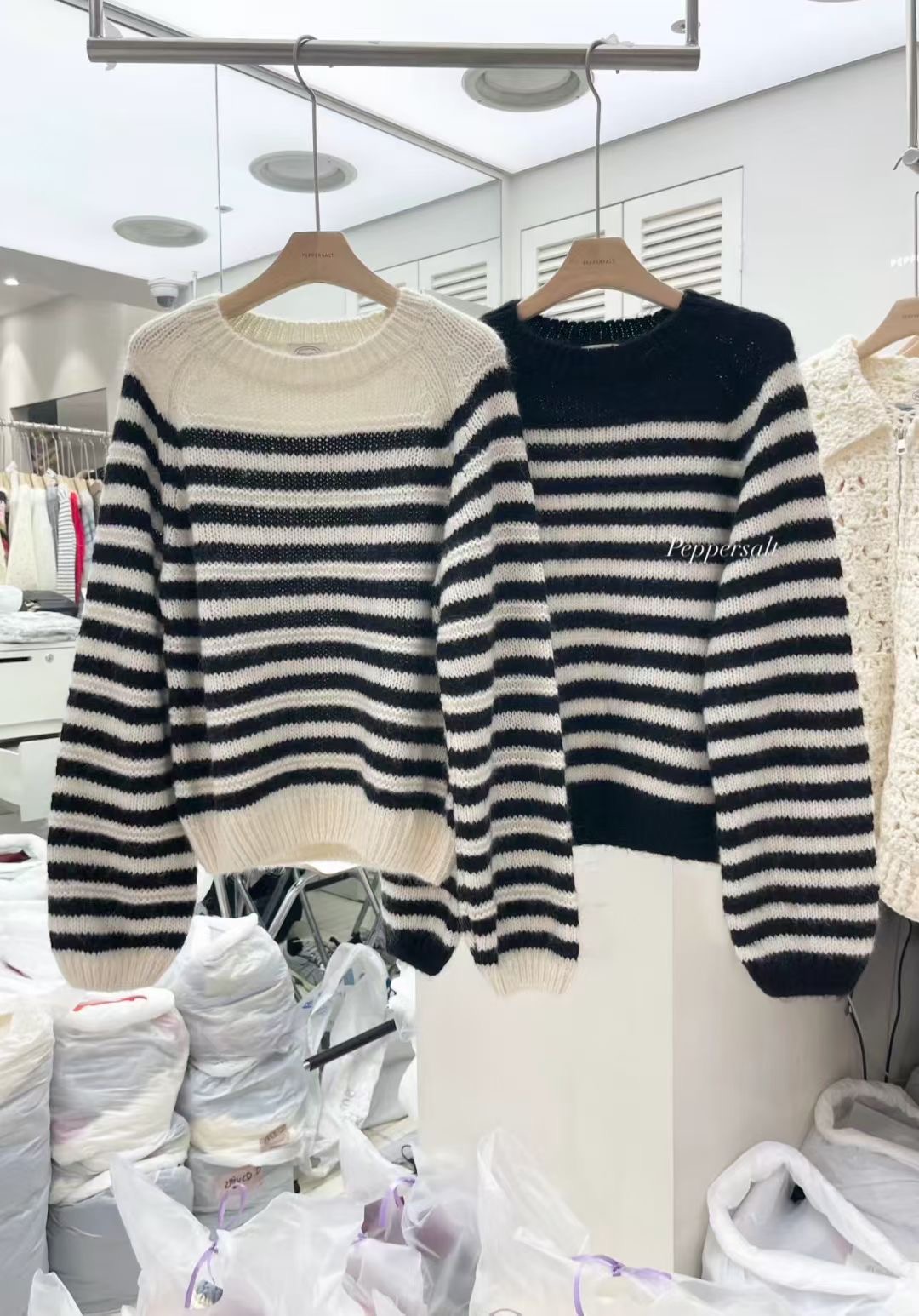 PEPPER 페페韓國直郵㊣女士新品人氣真品毛衣單排扣馬海毛PEPPER-SEOUL毛衣