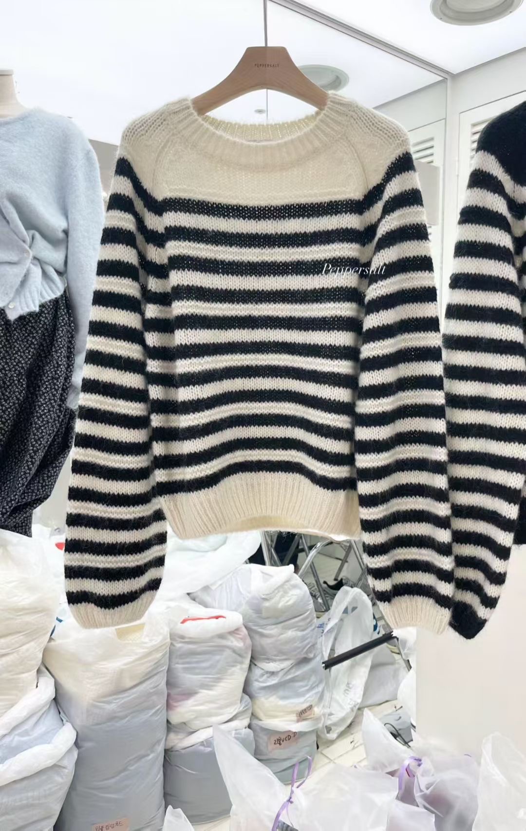 PEPPER 페페韓國直郵㊣女士新品人氣真品毛衣單排扣馬海毛PEPPER-SEOUL毛衣