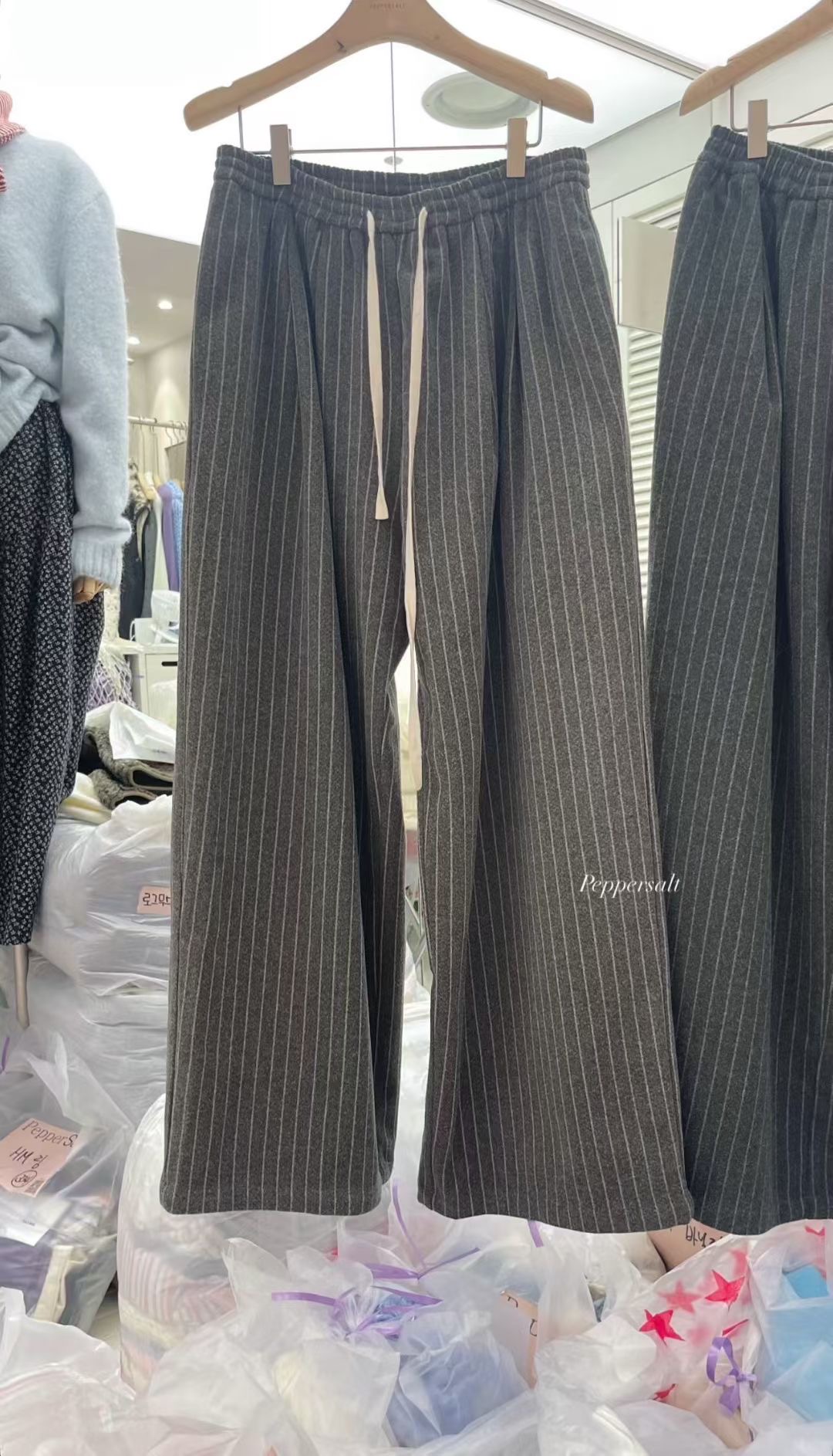 PEPPER 페페韓國代購㊣女裝新款25秋冬職業熱賣休閑褲條紋PEPPER-SEOUL休閑褲