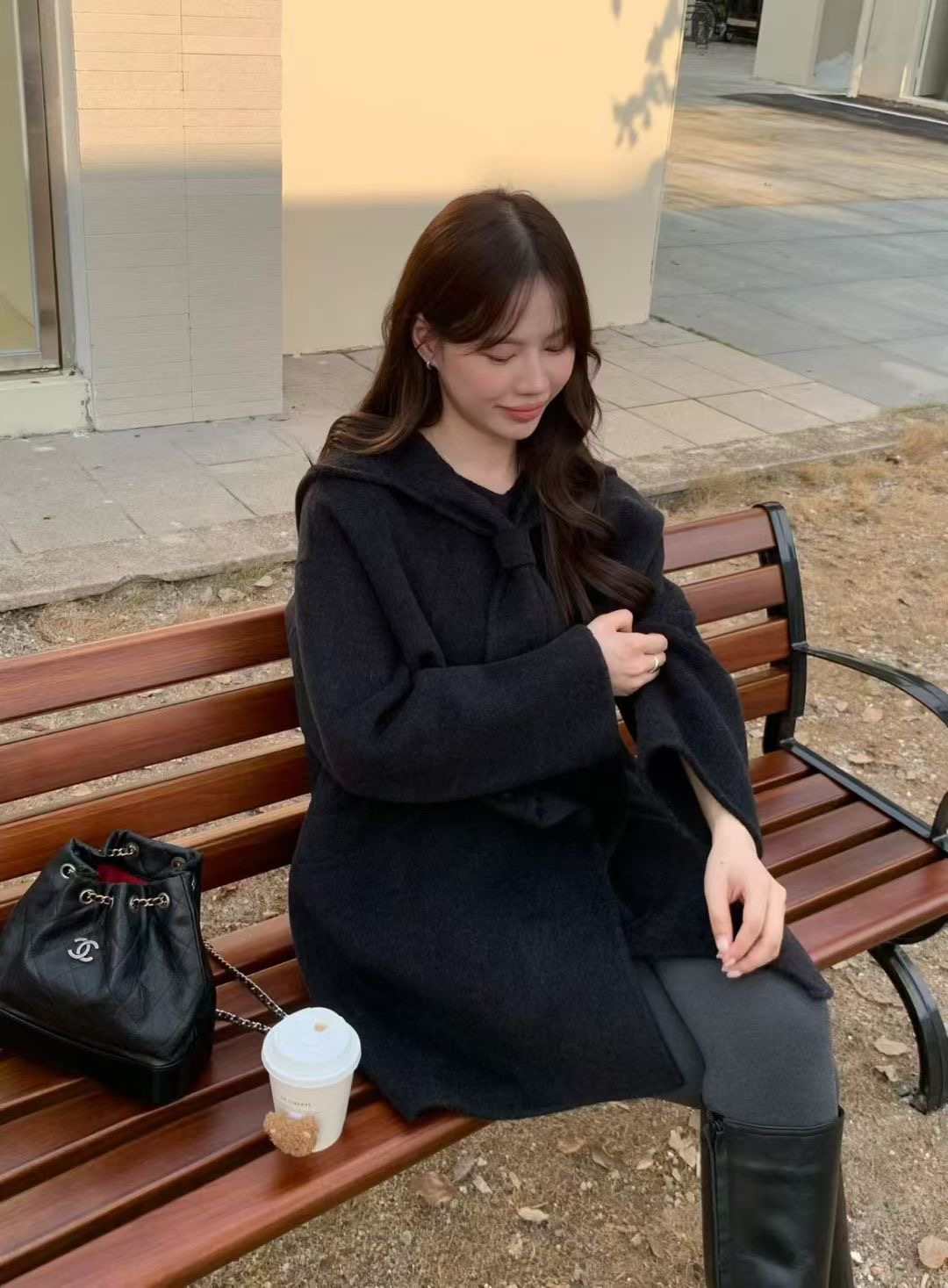 ANGE東大門㊣代購女士新款25秋冬熱賣推薦真品人氣中長款大衣ANGE中長款大衣