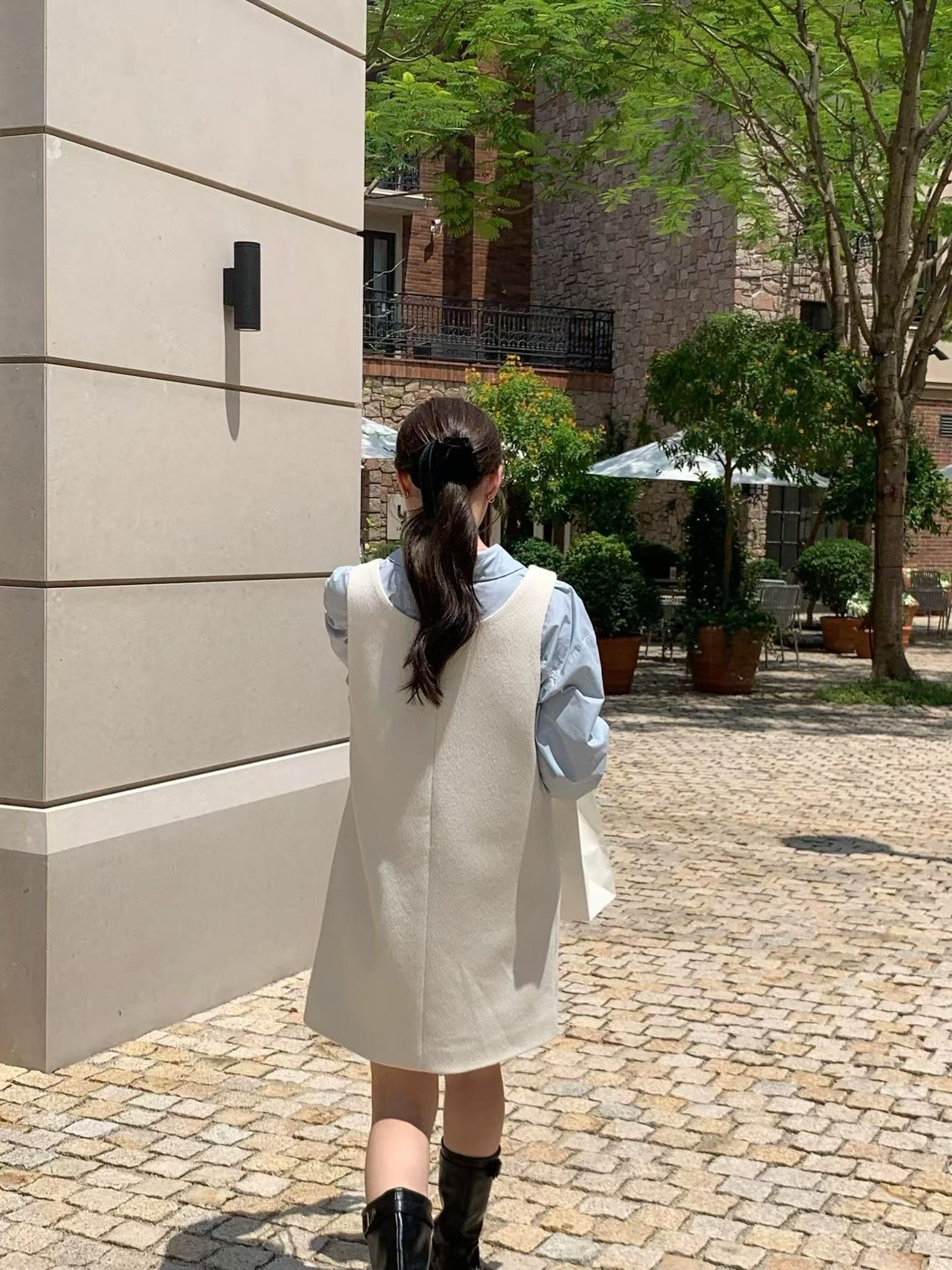 ANGE韓國代購㊣女裝新款時尚真品人氣25秋冬休閑連衣裙含包ANGE連衣裙