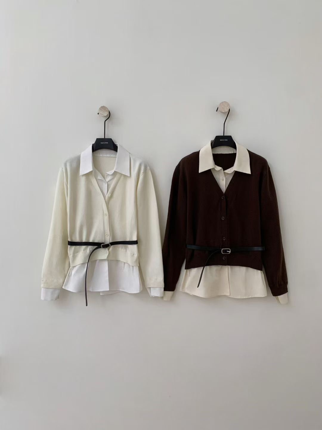 ANGE東大門㊣實拍女士新款真品25秋冬休閑推薦針織衫含腰帶ANGE針織衫