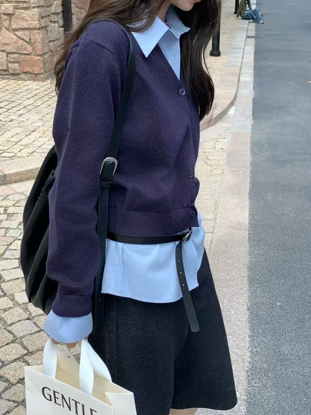 ANGE東大門㊣實拍女士新款真品25秋冬休閑推薦針織衫含腰帶ANGE針織衫