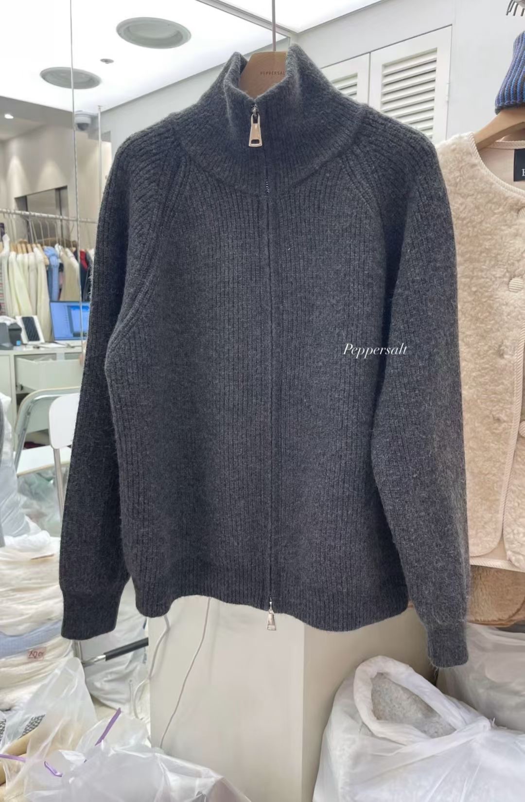 PEPPER 페페韓國直郵㊣女士新款時尚熱賣休閑毛衣拉鏈高領PEPPER-SEOUL毛衣圖色4