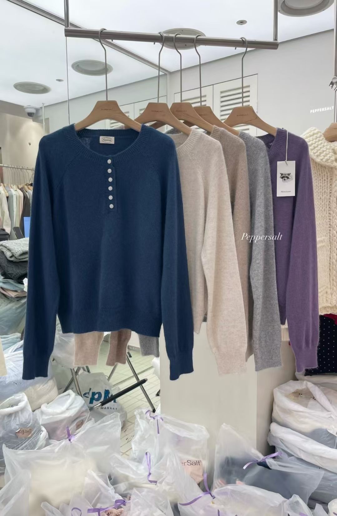 PEPPER 페페東大門㊣實拍女士新款真品休閑人氣職業針織衫PEPPER-SEOUL針織衫圖色3左三色