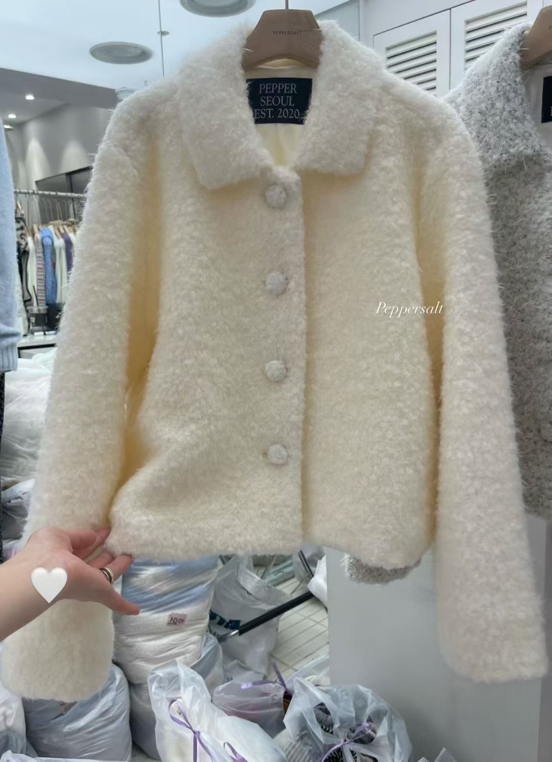 PEPPER 페페東大門㊣代購女士新款真品人氣時尚短款大衣兔子PEPPER-SEOUL短款大衣