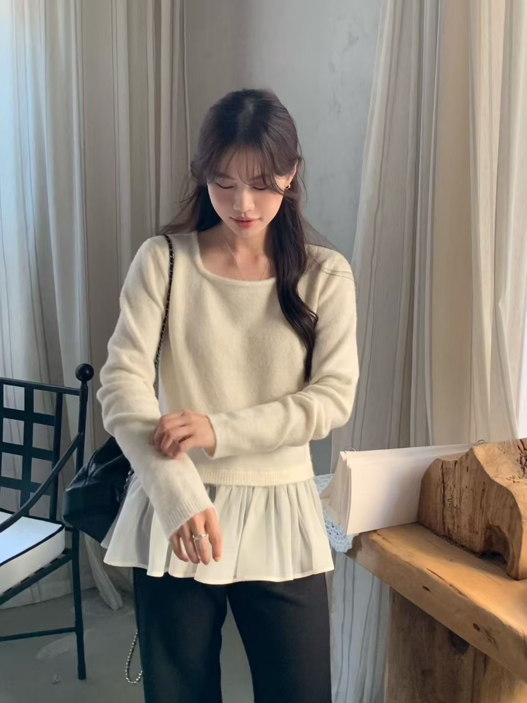 ANGE韓國代購㊣女士新品休閑人氣時尚25秋冬真品熱賣針織衫ANGE針織衫