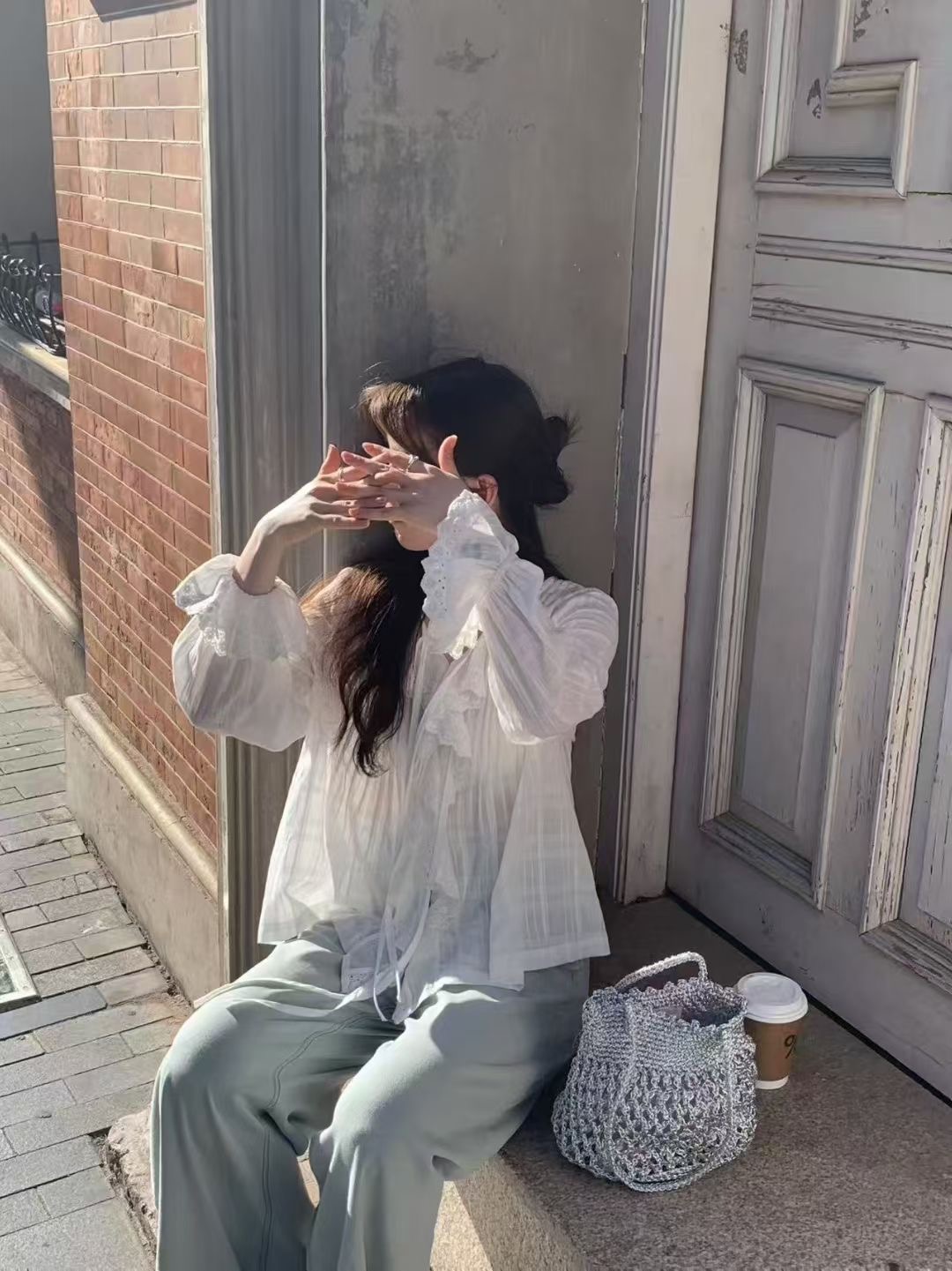 ANGE東大門㊣實拍女裝新品25秋冬真品人氣休閑熱賣襯衫蕾絲衫ANGE襯衫/蕾絲衫