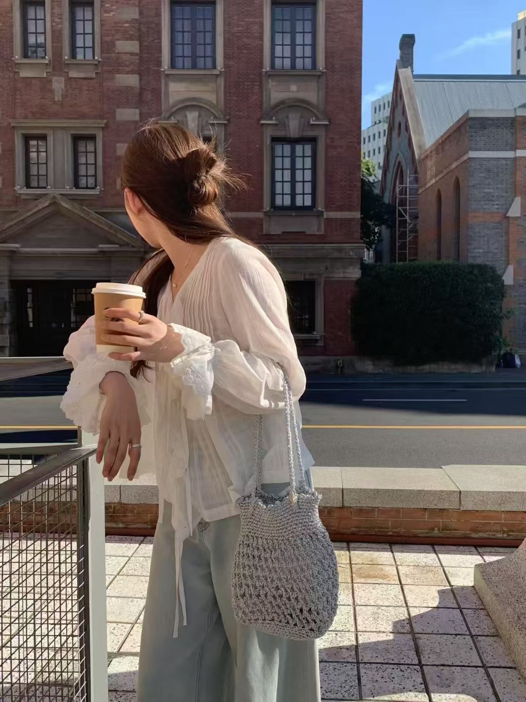 ANGE東大門㊣實拍女裝新品25秋冬真品人氣休閑熱賣襯衫蕾絲衫ANGE襯衫/蕾絲衫