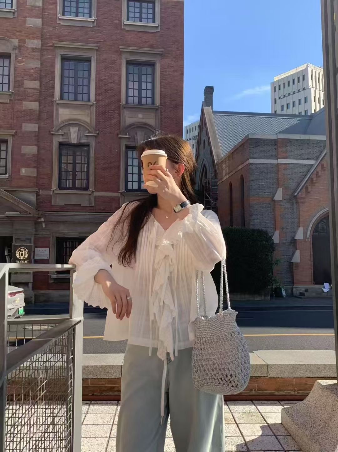 ANGE東大門㊣實拍女裝新品25秋冬真品人氣休閑熱賣襯衫蕾絲衫ANGE襯衫/蕾絲衫