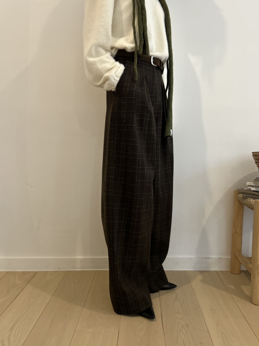 ME MO東大門㊣代購女裝新款25秋冬休閑褲不含腰帶羊毛格紋ME MO休閑褲