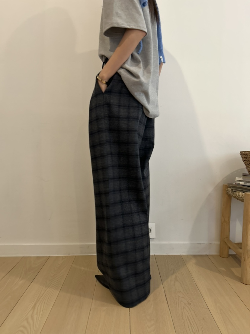 ME MO東大門㊣代購女裝新款25秋冬休閑褲不含腰帶羊毛格紋ME MO休閑褲