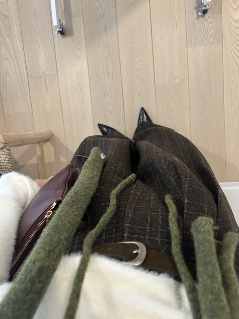 ME MO東大門㊣代購女裝新款25秋冬休閑褲不含腰帶羊毛格紋ME MO休閑褲