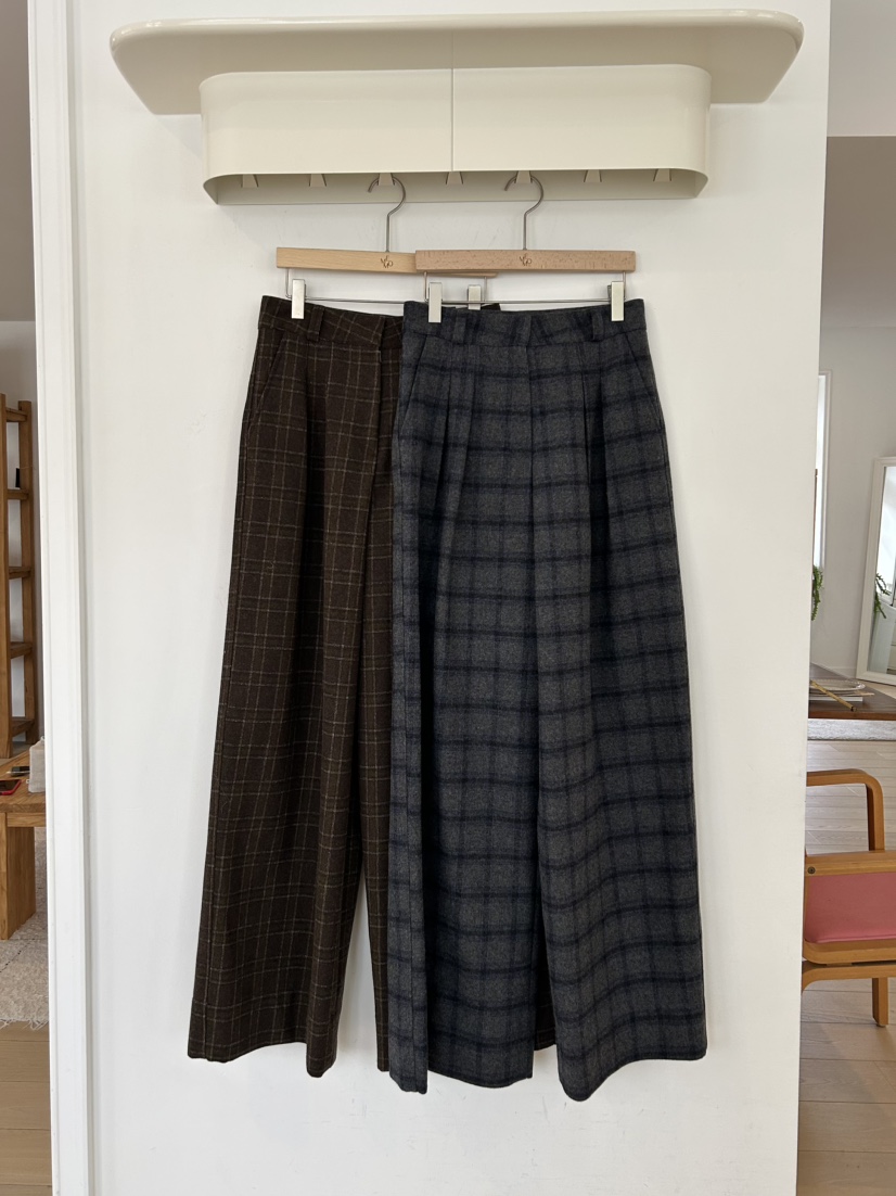 ME MO東大門㊣代購女裝新款25秋冬休閑褲不含腰帶羊毛格紋ME MO休閑褲