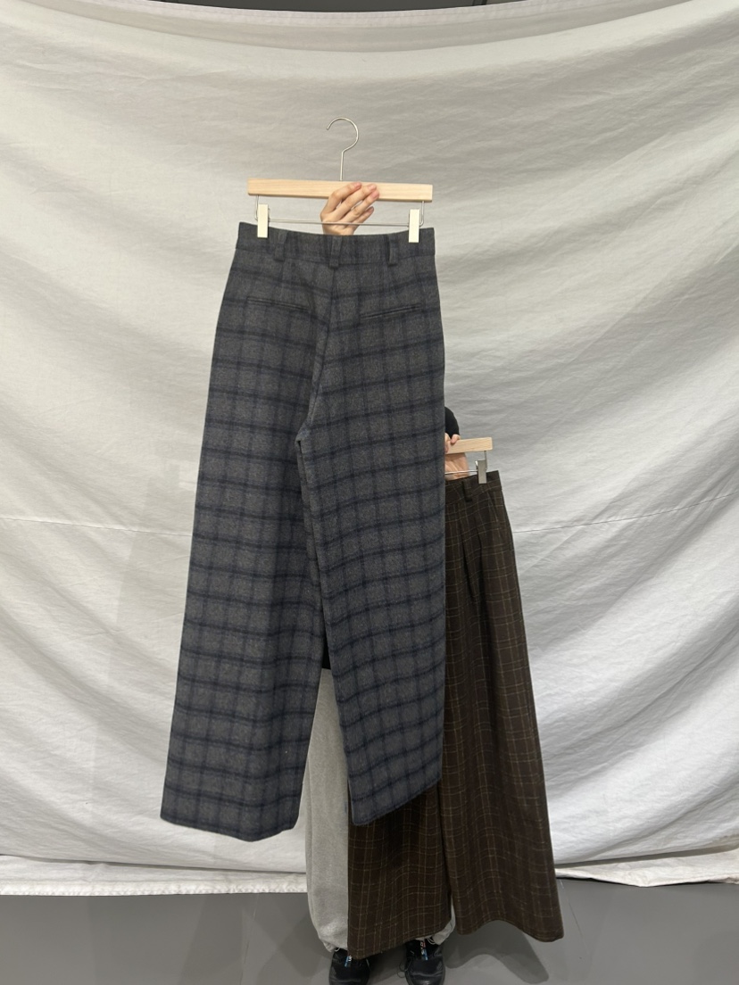 ME MO東大門㊣代購女裝新款25秋冬休閑褲不含腰帶羊毛格紋ME MO休閑褲