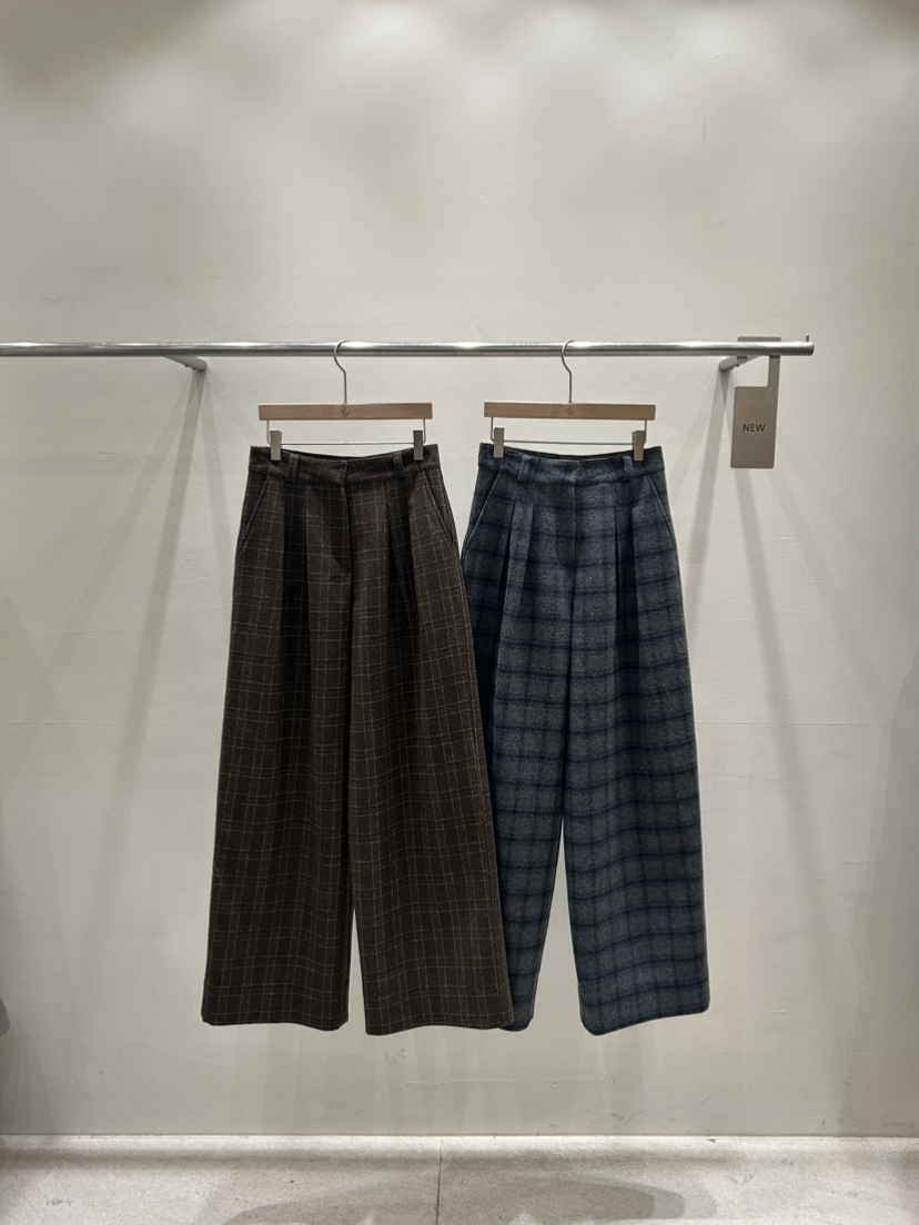 ME MO東大門㊣代購女裝新款25秋冬休閑褲不含腰帶羊毛格紋ME MO休閑褲