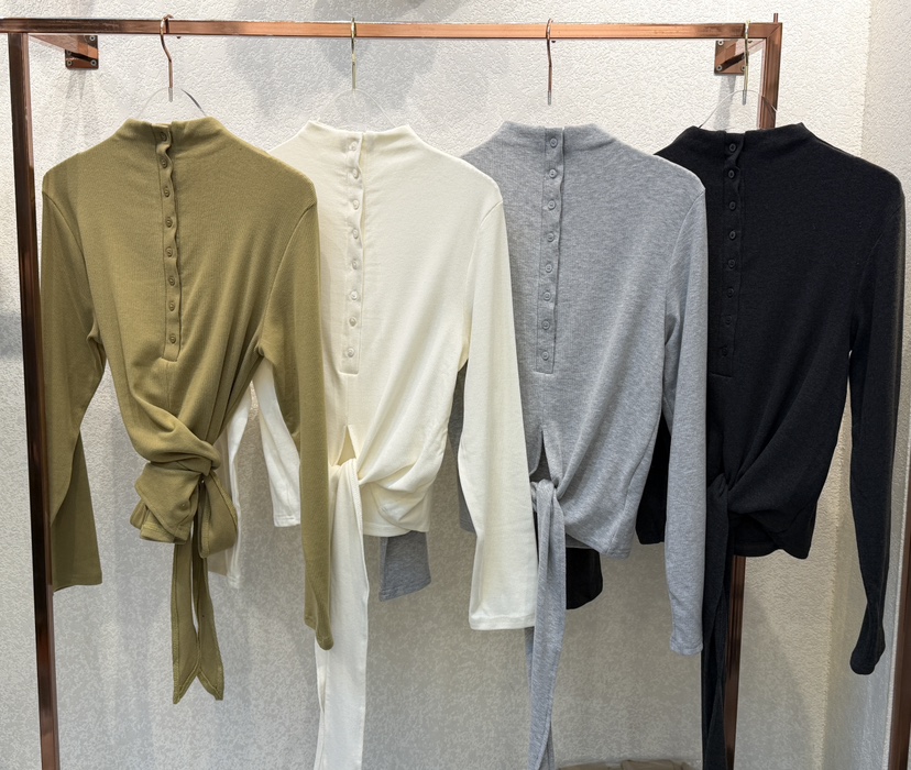 SYMBOL東大門㊣直郵女裝新品熱賣25秋冬真品時尚長袖T恤紐扣SYMBOL長袖T恤