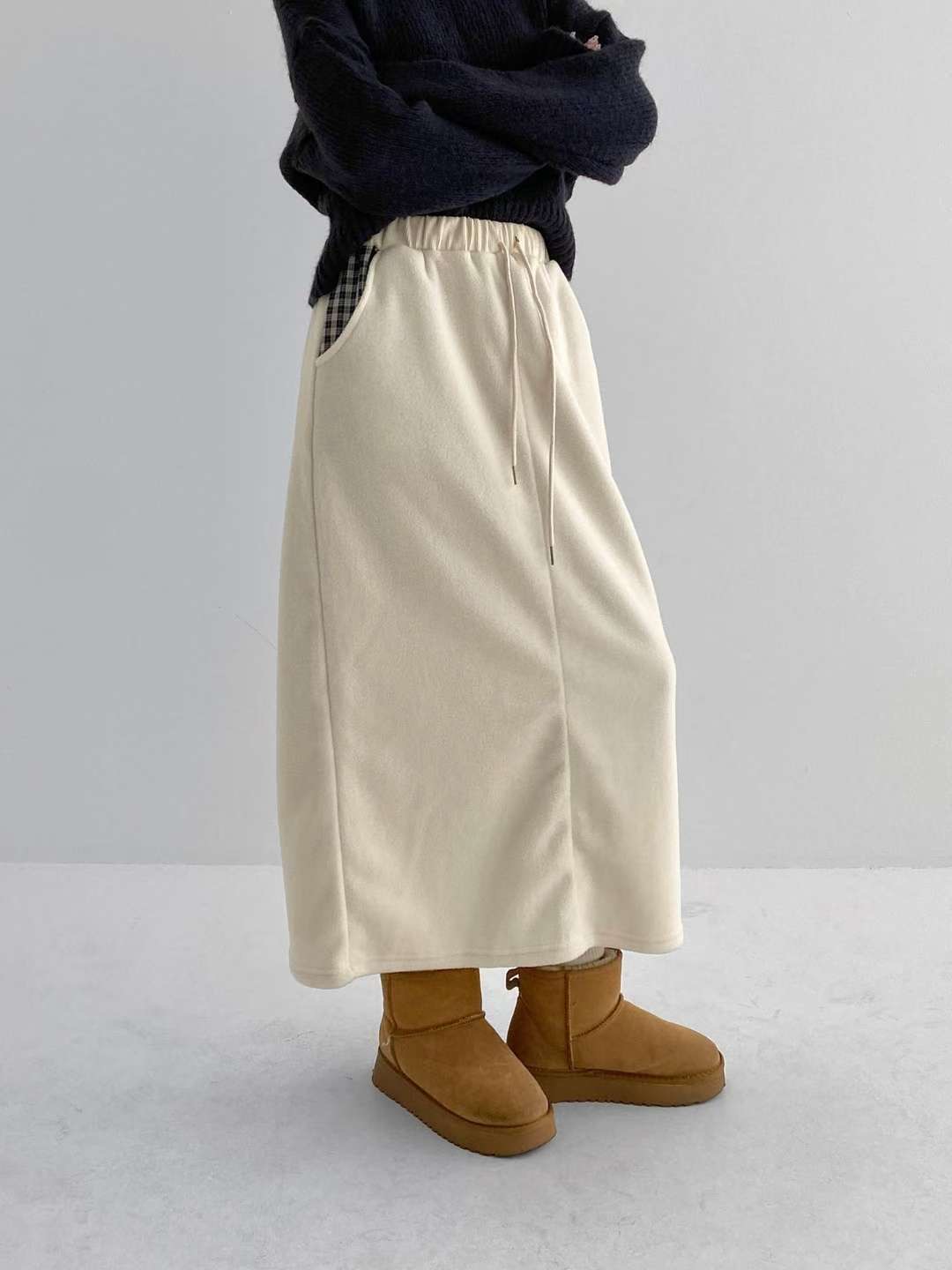 ALL IN-올인-T韓國代購㊣女士新品25秋冬真品職業休閑長裙ALL IN長裙圖色1