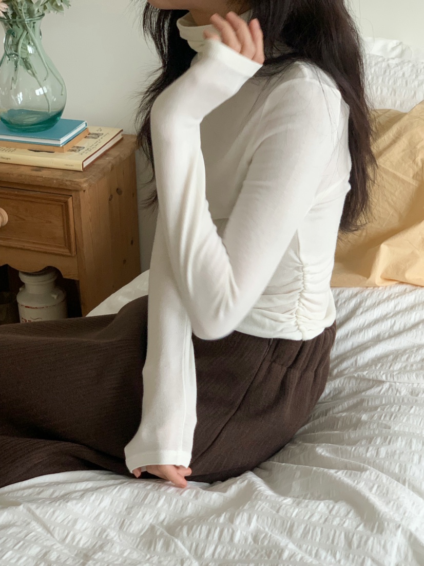 BEFORE SUNRISE東大門㊣實拍女裝新品人氣熱賣長袖T恤褶皺BEFORE SUNRISE長袖T恤