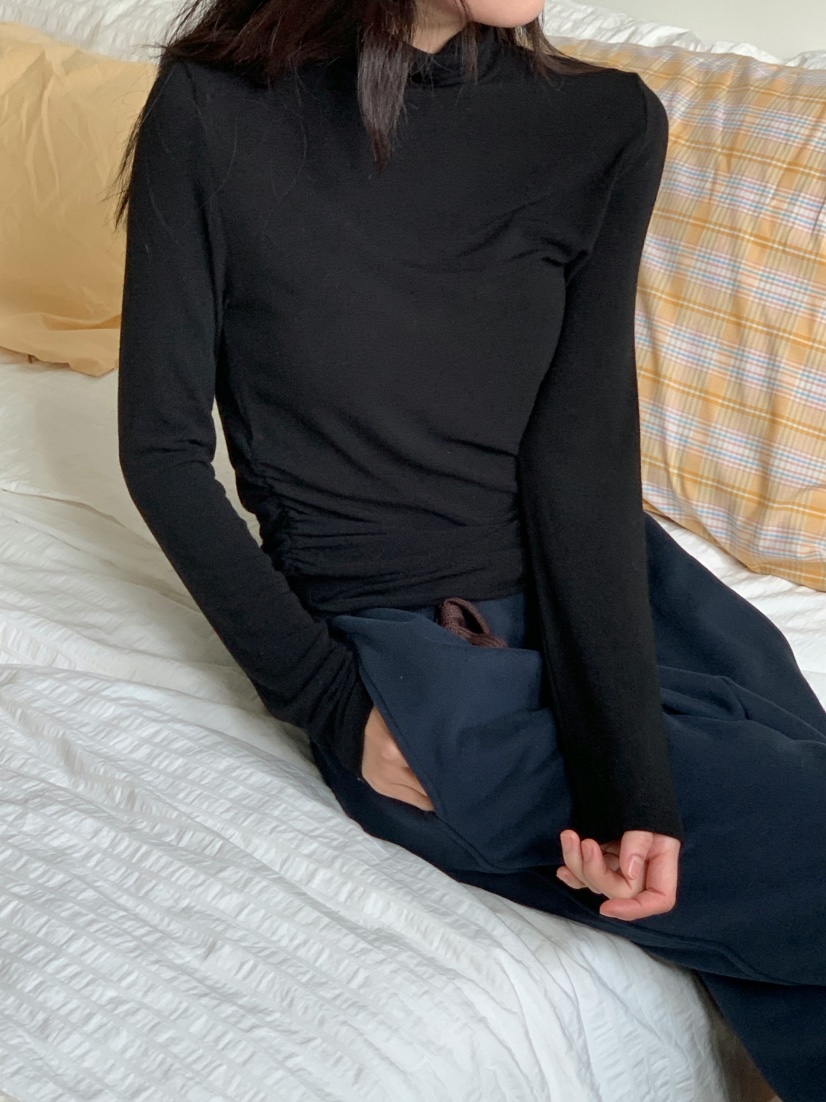 BEFORE SUNRISE東大門㊣實拍女裝新品人氣熱賣長袖T恤褶皺BEFORE SUNRISE長袖T恤