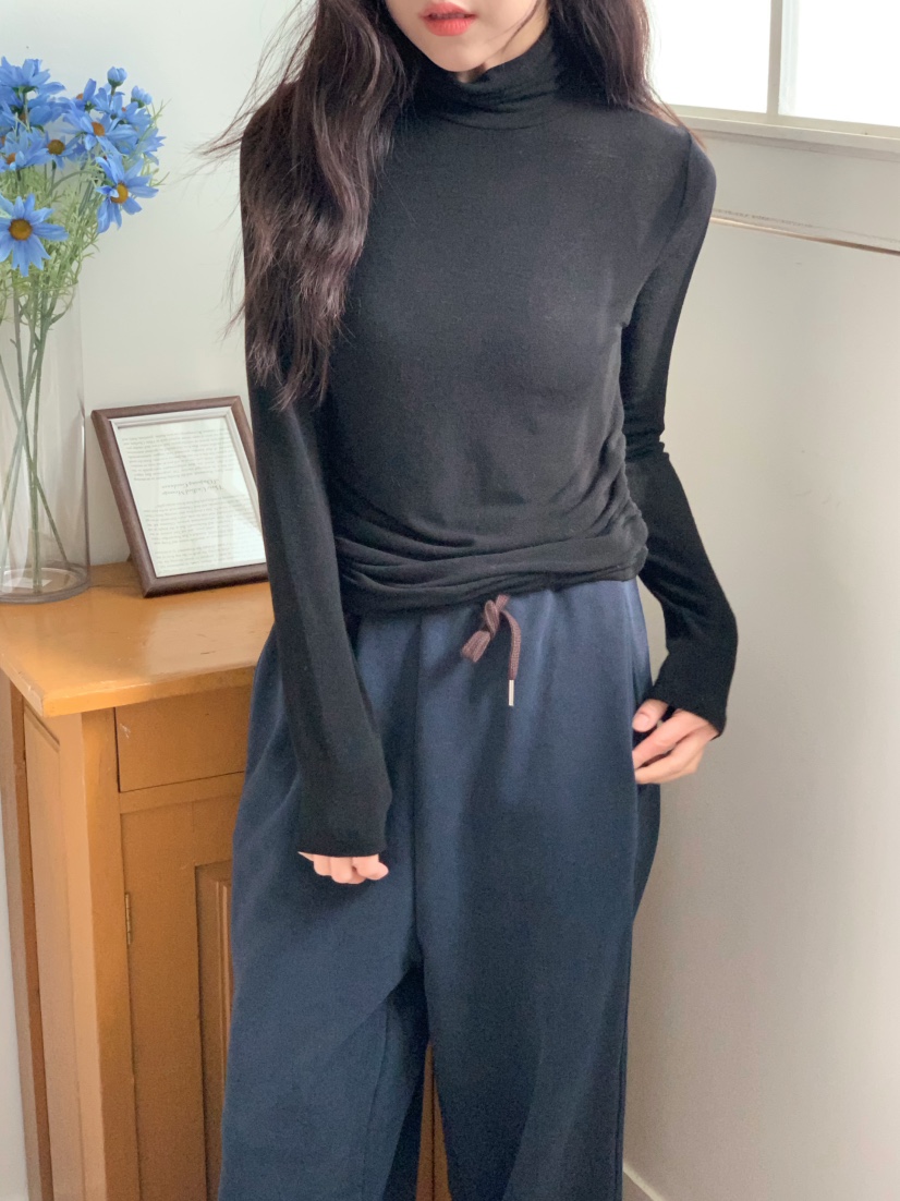 BEFORE SUNRISE東大門㊣實拍女裝新品人氣熱賣長袖T恤褶皺BEFORE SUNRISE長袖T恤