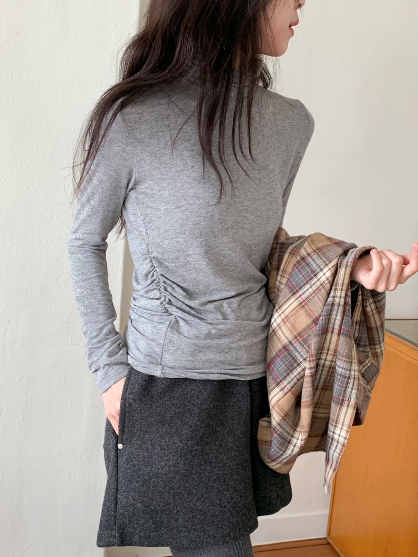 BEFORE SUNRISE東大門㊣實拍女裝新品人氣熱賣長袖T恤褶皺BEFORE SUNRISE長袖T恤