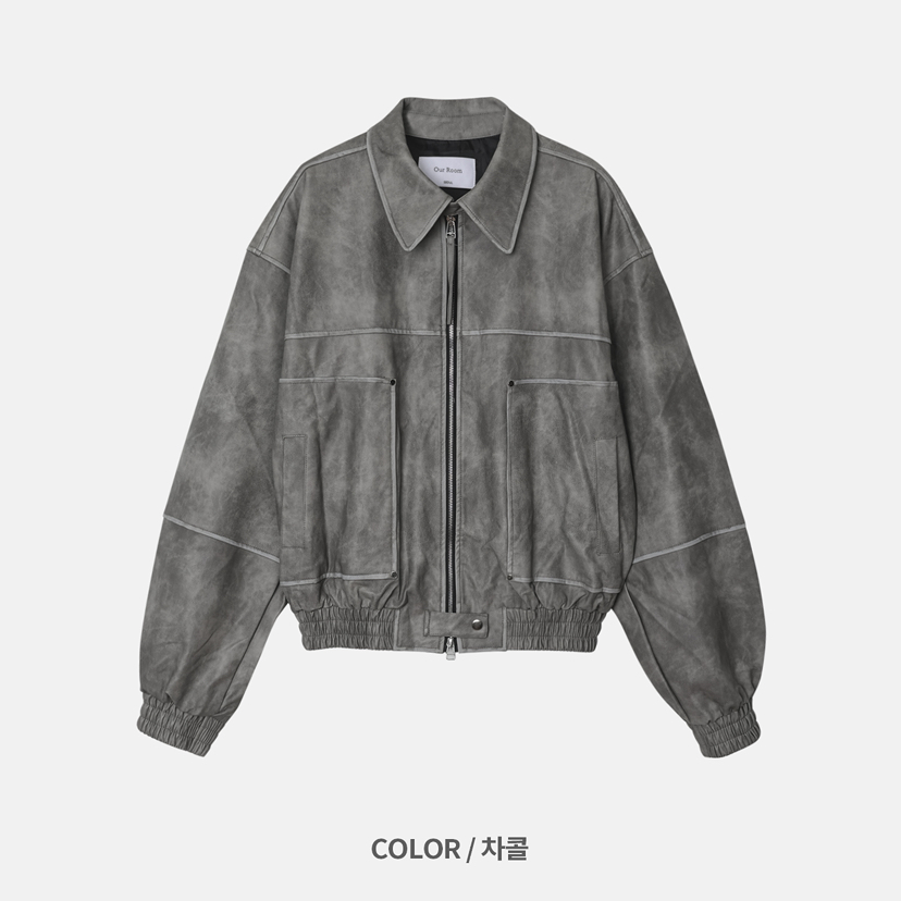 OURWAVE/OUR ROOM韓國直郵㊣女裝新品職業休閑短款棉服皮革Our Wave/Our Room短款棉服圖色2