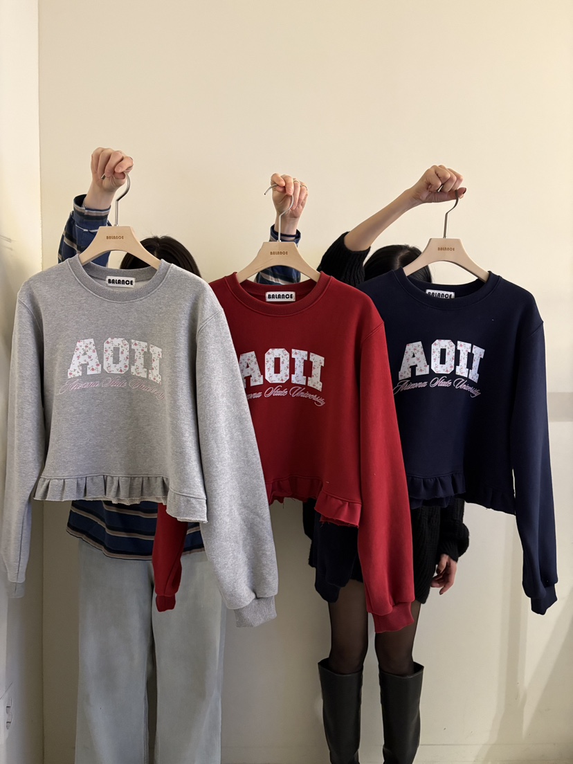 BALANCE韓國直郵㊣女裝新款25秋冬時尚熱賣推薦衛衣加絨花朵BALANCE衛衣