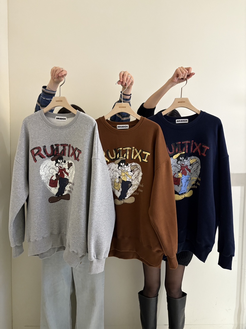 BALANCE韓國代購㊣女士新款25秋冬休閑熱賣人氣時尚衛衣加絨BALANCE衛衣