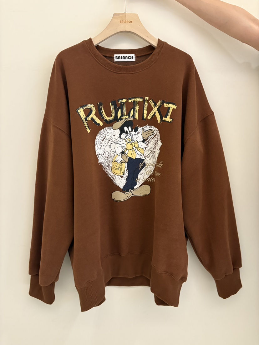 BALANCE韓國代購㊣女士新款25秋冬休閑熱賣人氣時尚衛衣加絨BALANCE衛衣圖色2