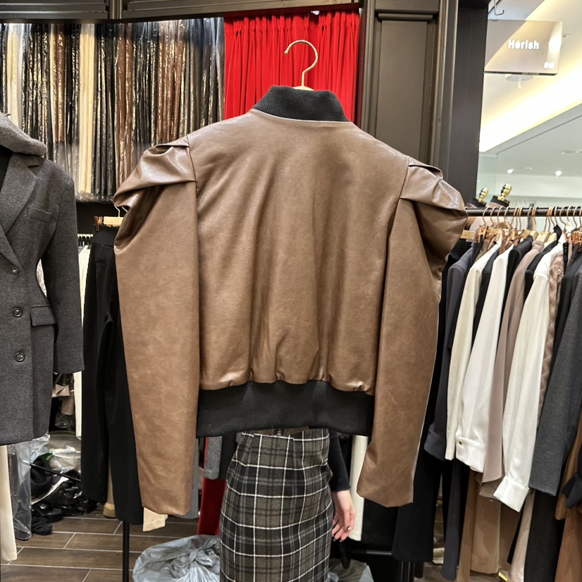 HERISH-HAUTE韓國代購㊣女裝新品時尚25秋冬休閑推薦夾克皮革HERISH-HAUTE夾克