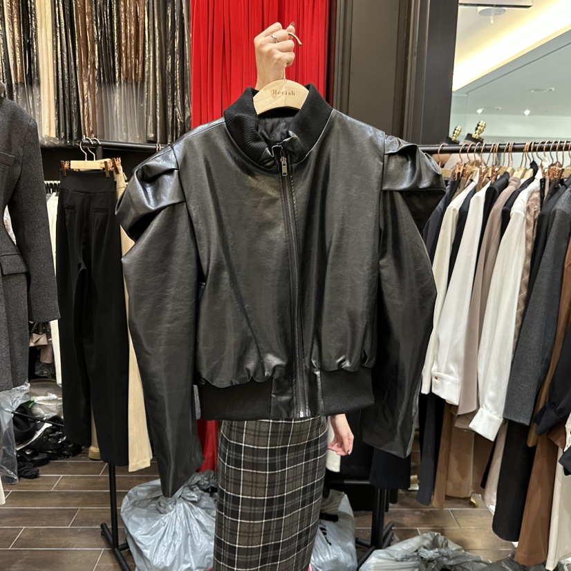 HERISH-HAUTE韓國代購㊣女裝新品時尚25秋冬休閑推薦夾克皮革HERISH-HAUTE夾克圖色2